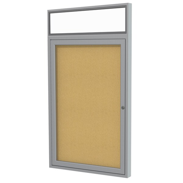 Enclosed Bulletin Board, 1 Door, Cork, Hdlnr Frm, 3 ft H x 2 ft W, Natural